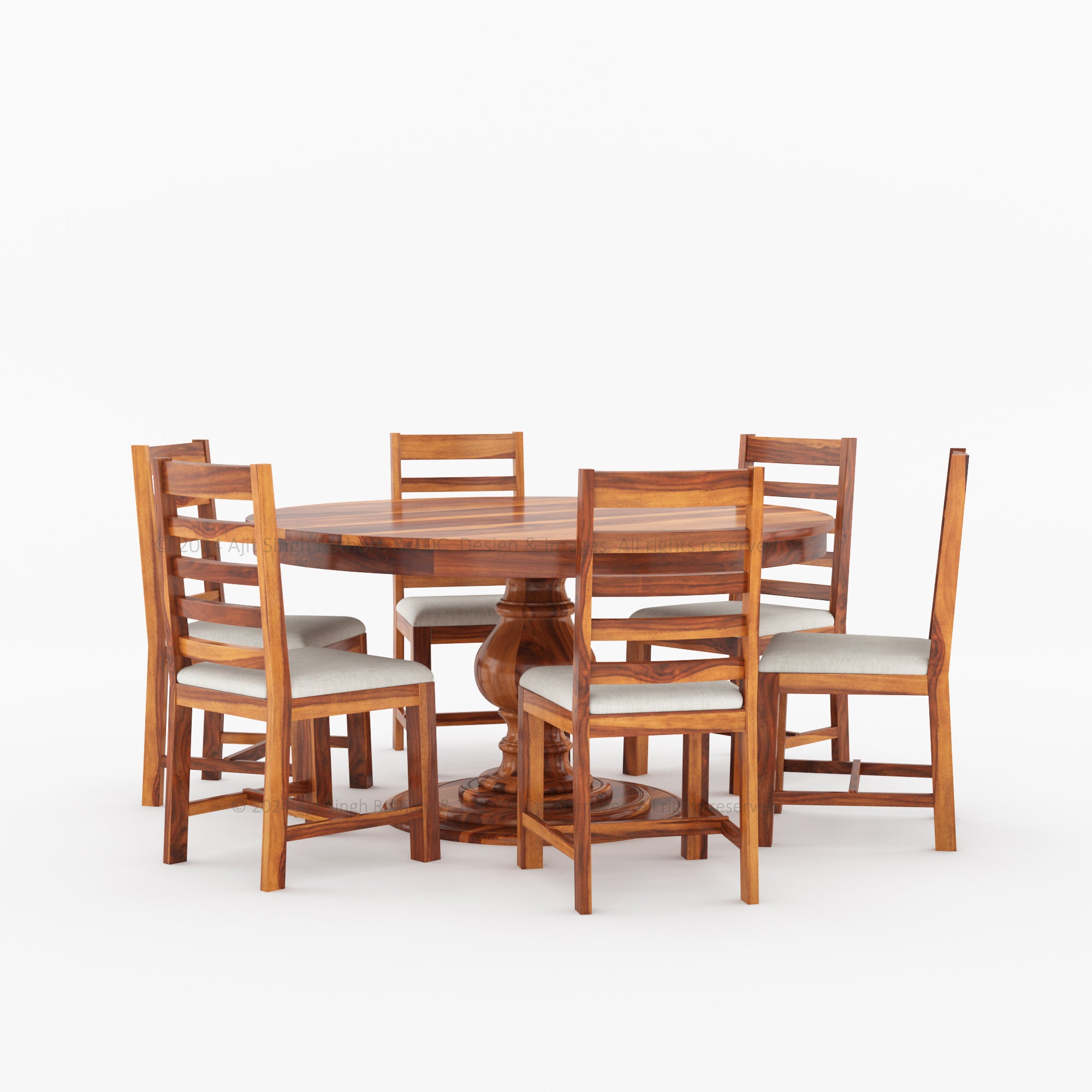 Clanton Solid Wood Round Dining Table and Chair Set