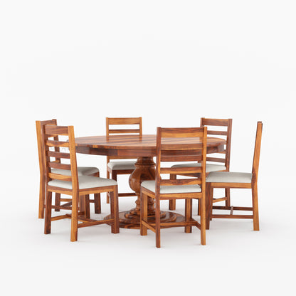 Clanton Solid Wood Round Dining Table and Chair Set