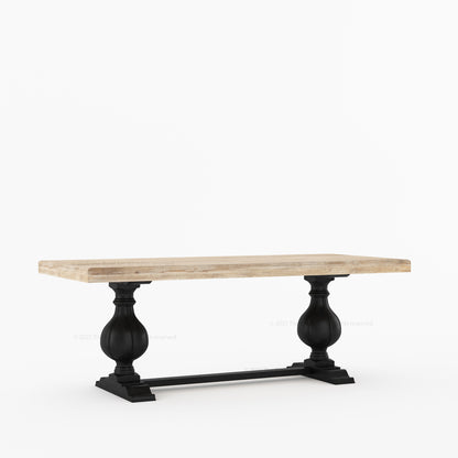 Manhattan Dual-Tone Solid Wood Pedestal Dining Table &amp; Chair Set