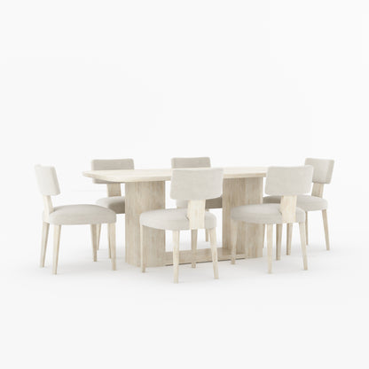 Selma Modern Solid Wood Dining Table Set with Boucle Upholstered Chairs