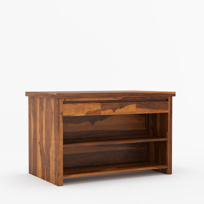 Dothan Solid Wood Kitchen Island with Quartz Top &amp; Seating