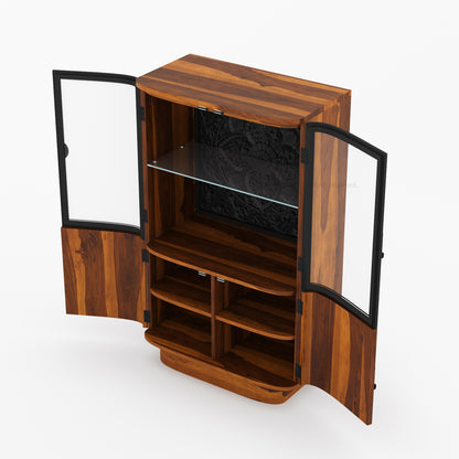 Woodinville Carved Bar Cabinet with Display Rack