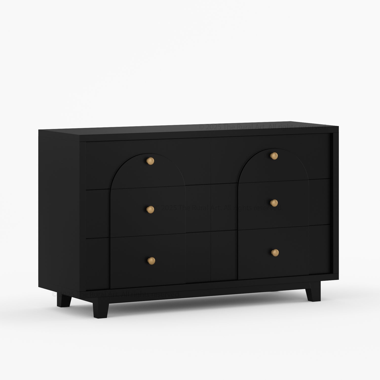 Livingston Solid Wood Dresser with Arched Front &amp; Brass Knobs