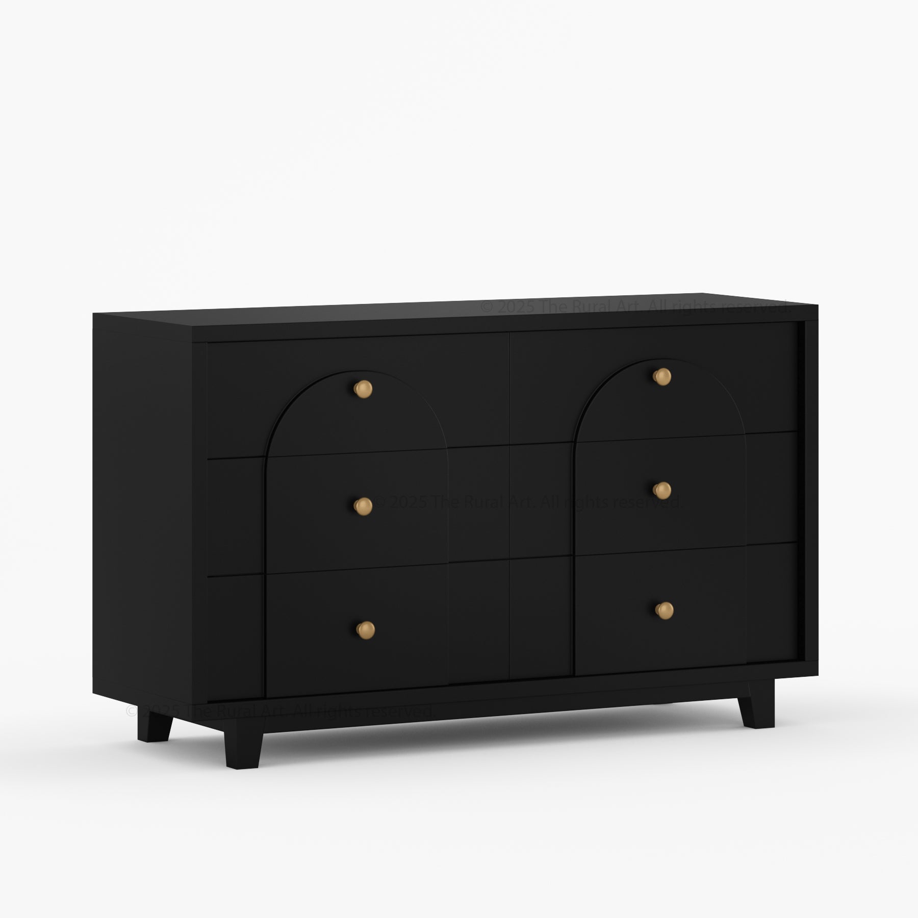Livingston Solid Wood Dresser with Arched Front &amp; Brass Knobs