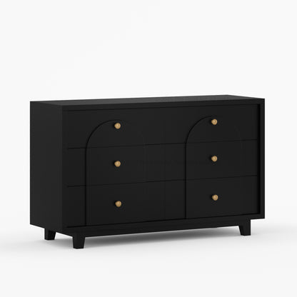 Livingston Solid Wood Dresser with Arched Front &amp; Brass Knobs