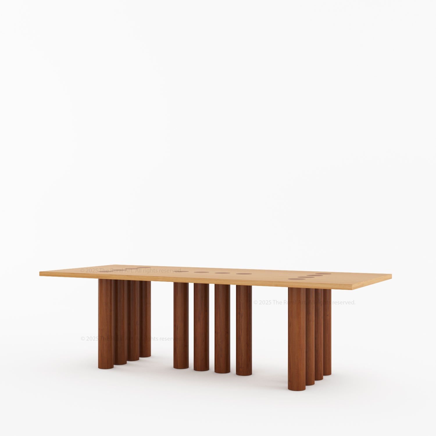 New York Modern Solid Wood Dining Table With Pillar Legs &amp; Inlay Accents