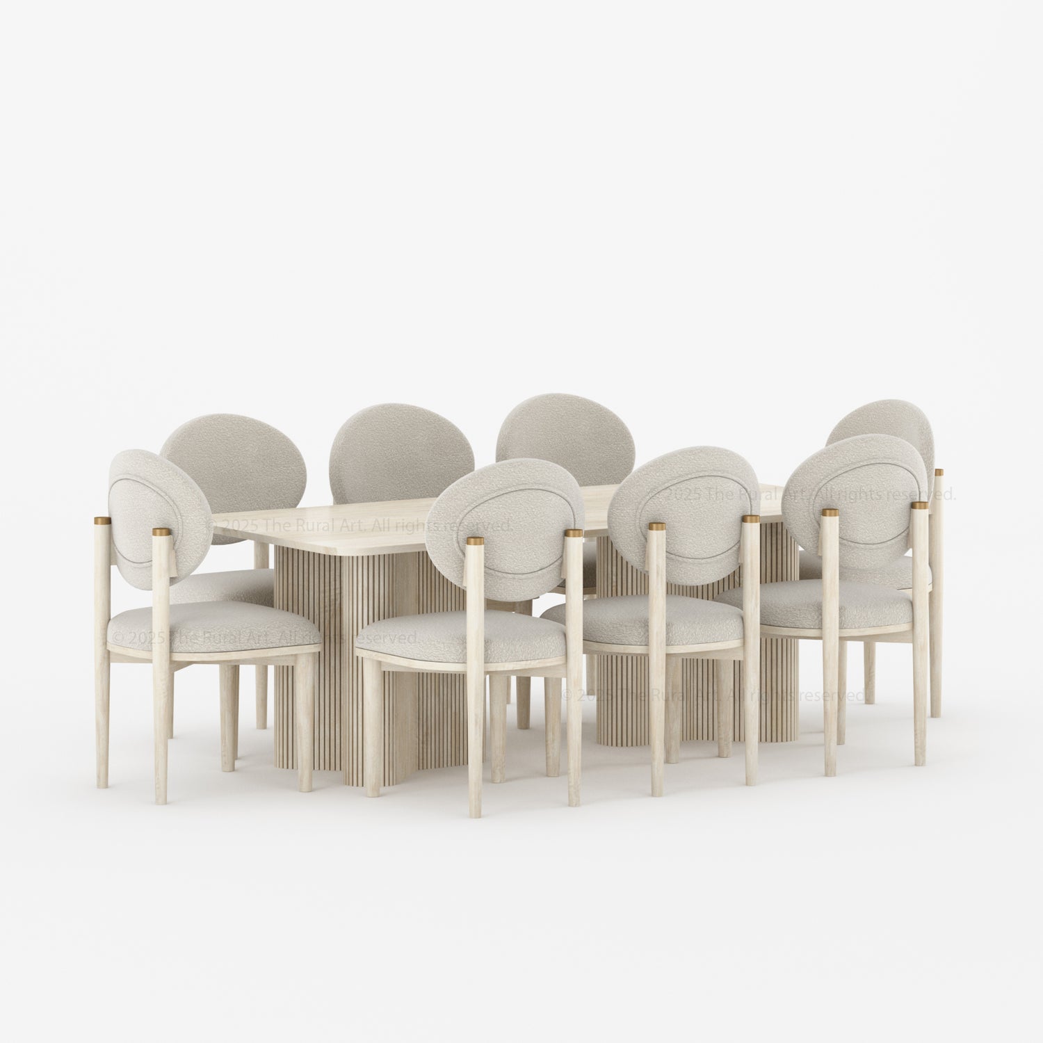 Valdez Fluted Dining Table &amp; Upholstered Chair Set