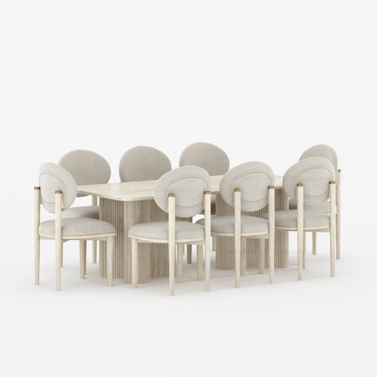 Valdez Fluted Dining Table &amp; Upholstered Chair Set