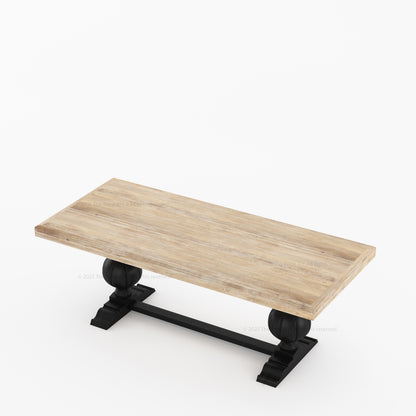 Manhattan Dual-Tone Solid Wood Dining Table with Pedestal Base