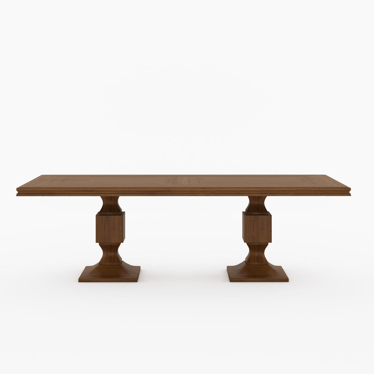 Carlsbad Solid Wood Double Pedestal Dining Table Set with Upholstered Sunburst Chairs