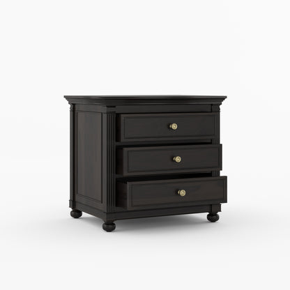 Kingman Grand Solid Wood Canopy Bed and Nightstand Set with Fluted Columns
