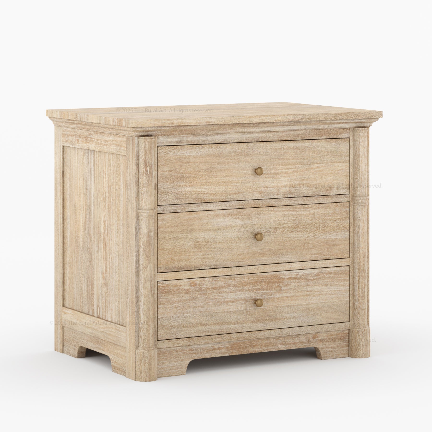 Abilene Solid Wood Three-Drawer Nightstand