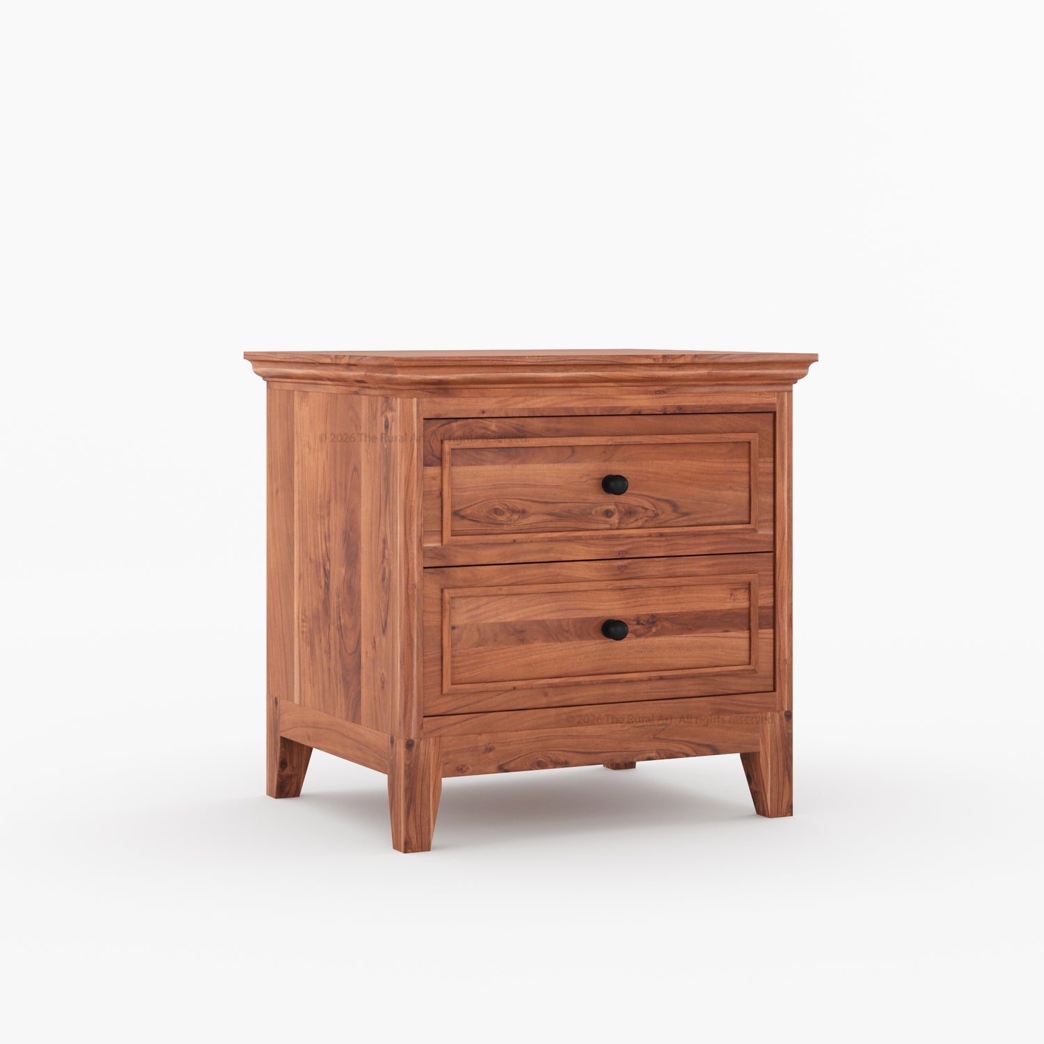 Anniston Solid Wood Bed and Nightstand Set with Upholstered Headboard