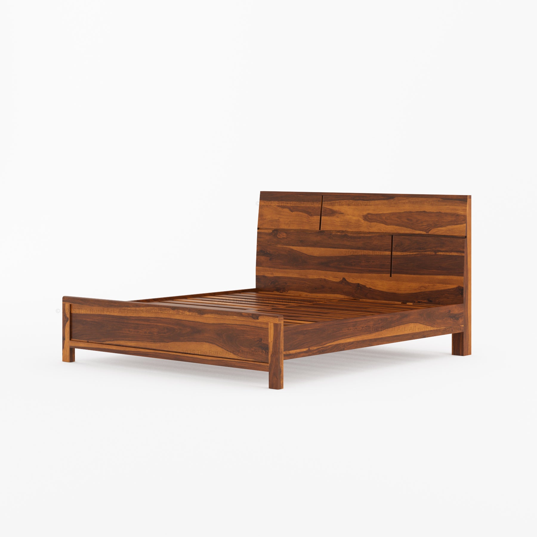 Princeton Solid Wood Platform Bed with Geometric Headboard Design