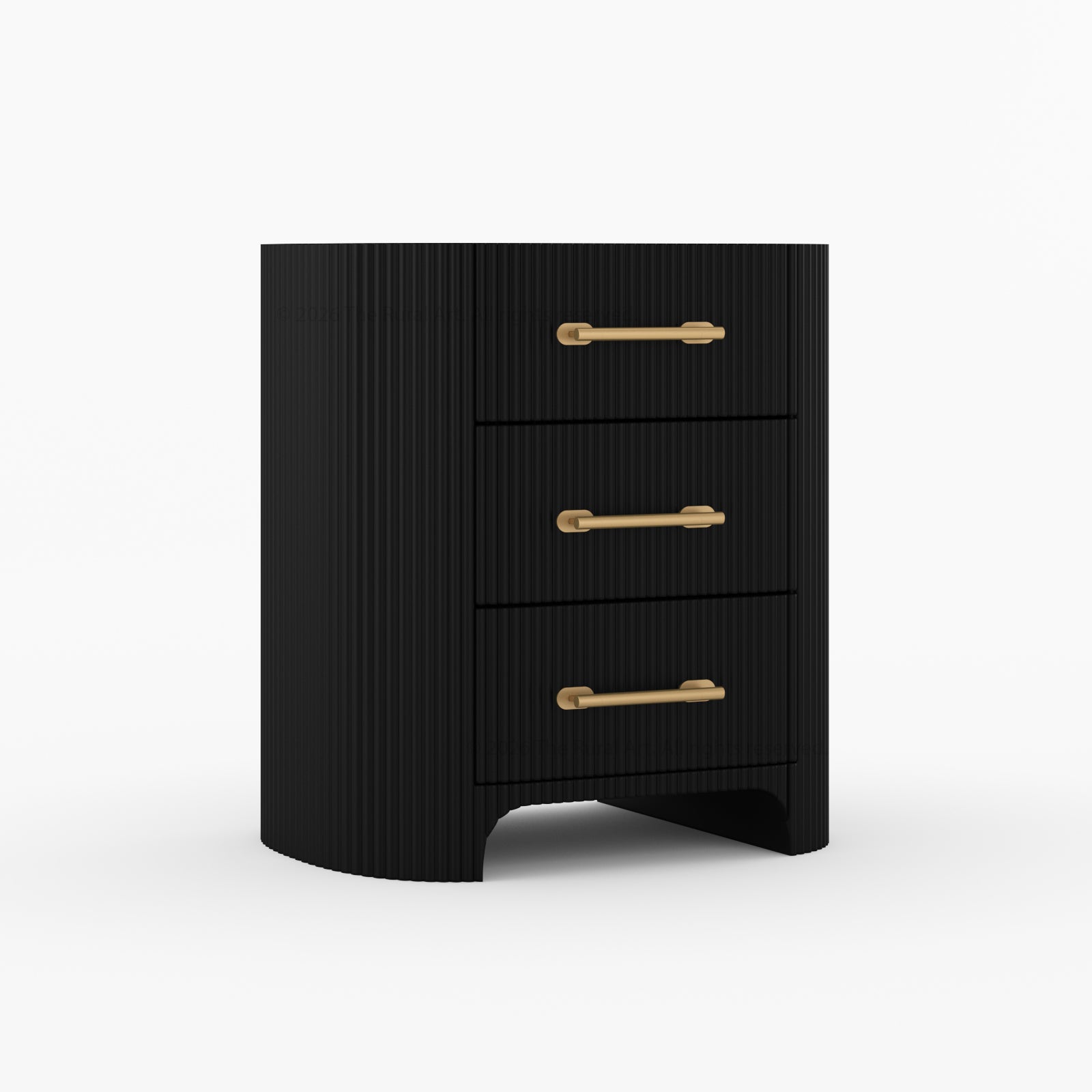 Bartow Fluted Solid Wood Nightstand with 3 Drawers