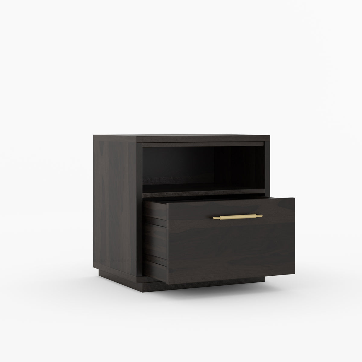 Hartsville Modern Solid Wood Nightstand with Drawer and Open Shelf