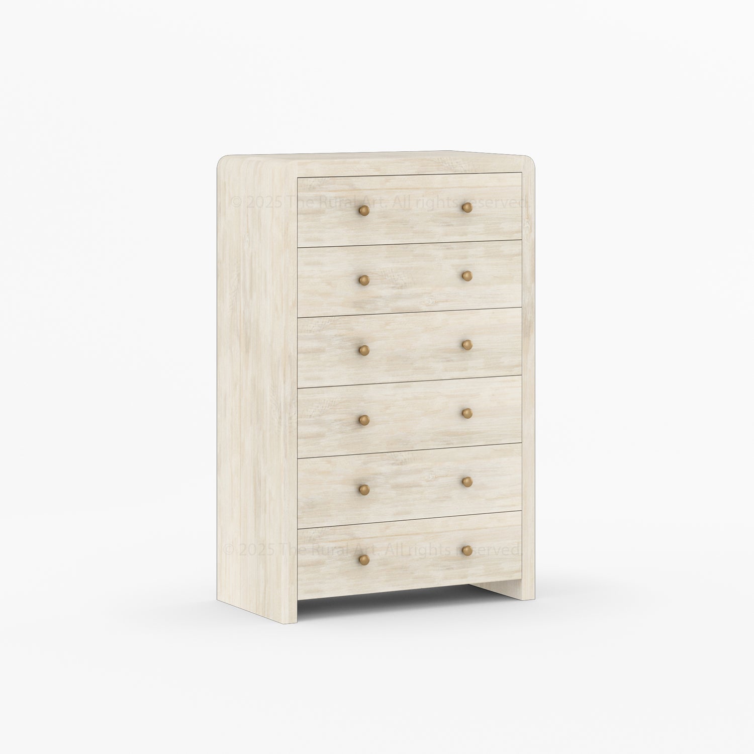 Garland Solid Wood Tall Dresser 6 Drawer Chest with Rounded Edges