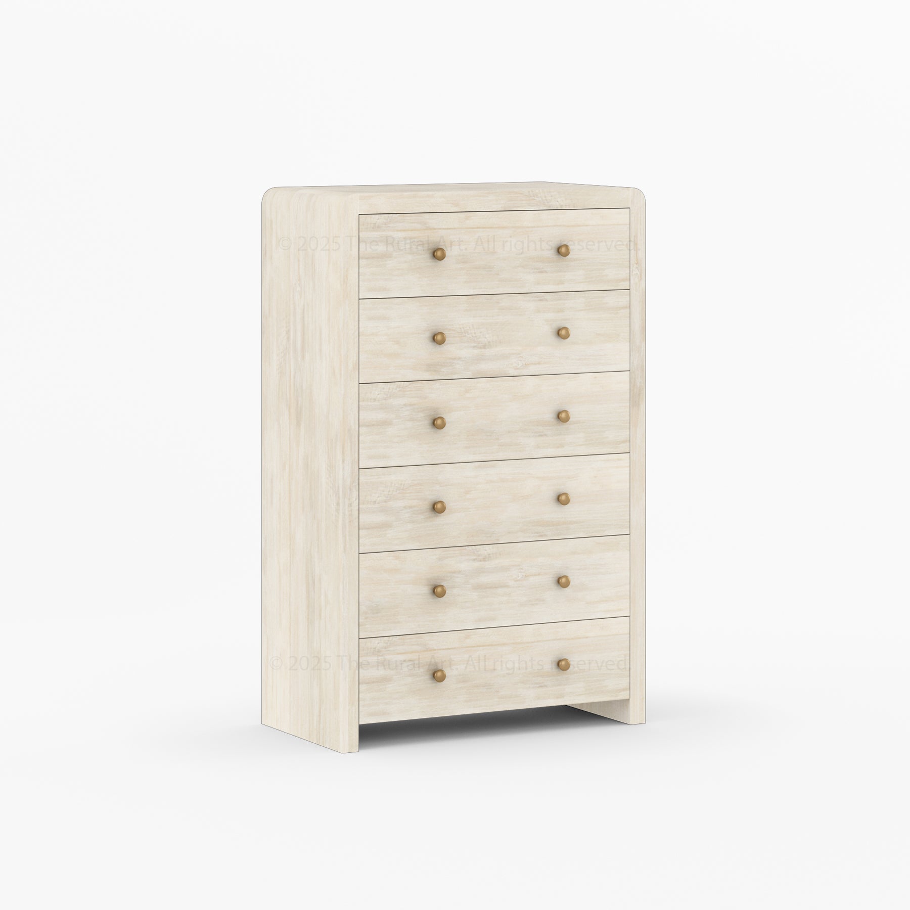 Garland Solid Wood Tall Dresser 6 Drawer Chest with Rounded Edges