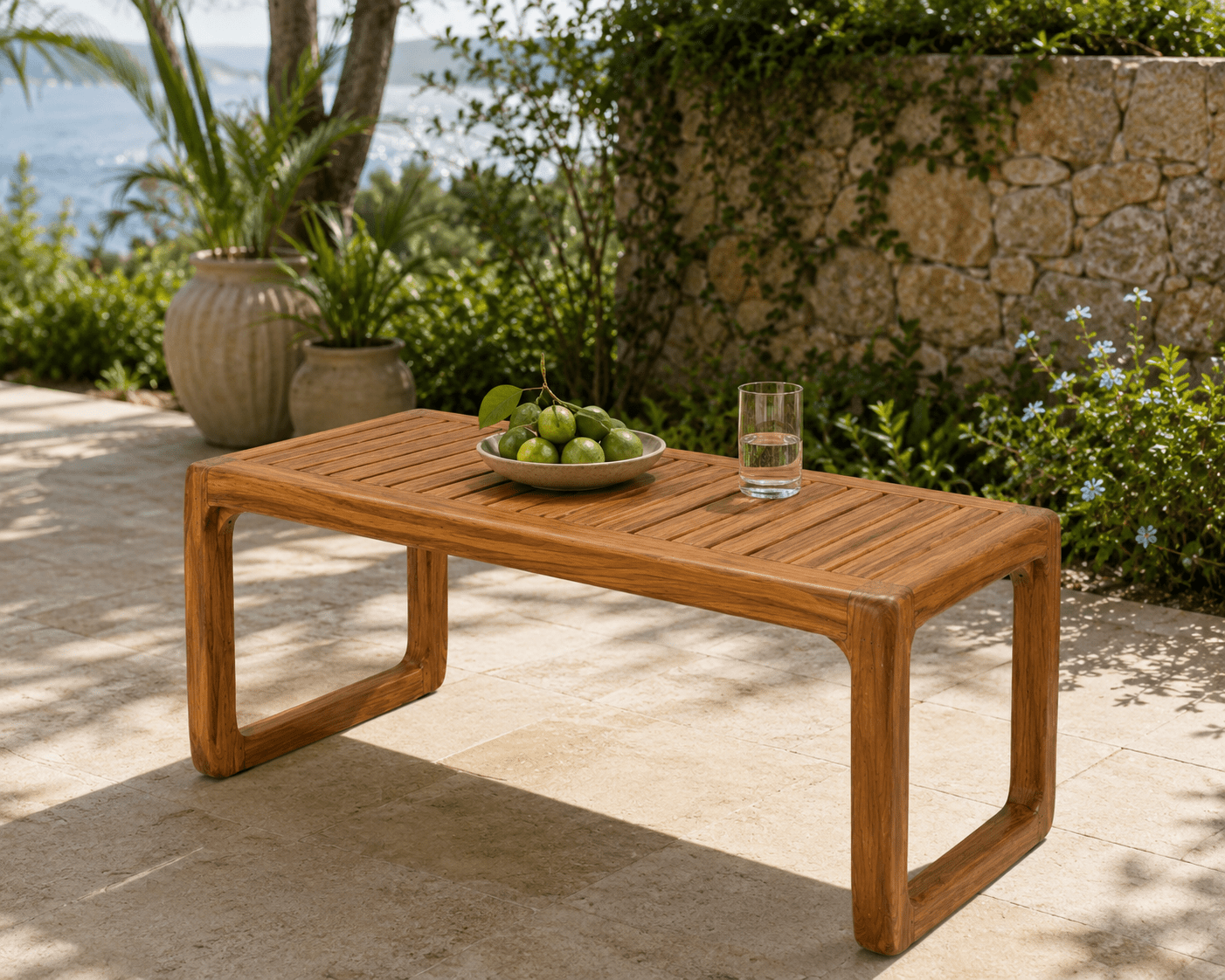 Dallas Slatted Solid Teak Wood Bar Table