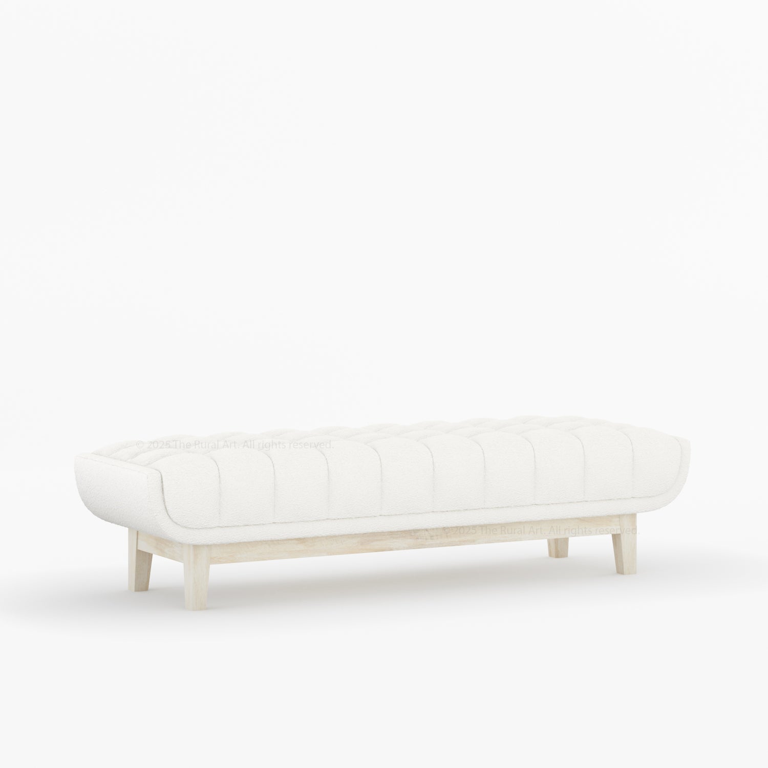 Livingston Solid Wood Bench with Channel-Tufted Bouclé Upholstery
