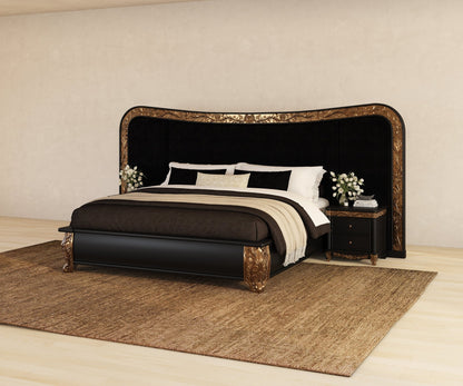 Versailles Grandeur Solid Wood Bedroom Set with Gold Leaf Carved Details