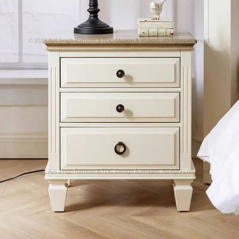 Nome Solid Wood 3 Drawer Nightstand