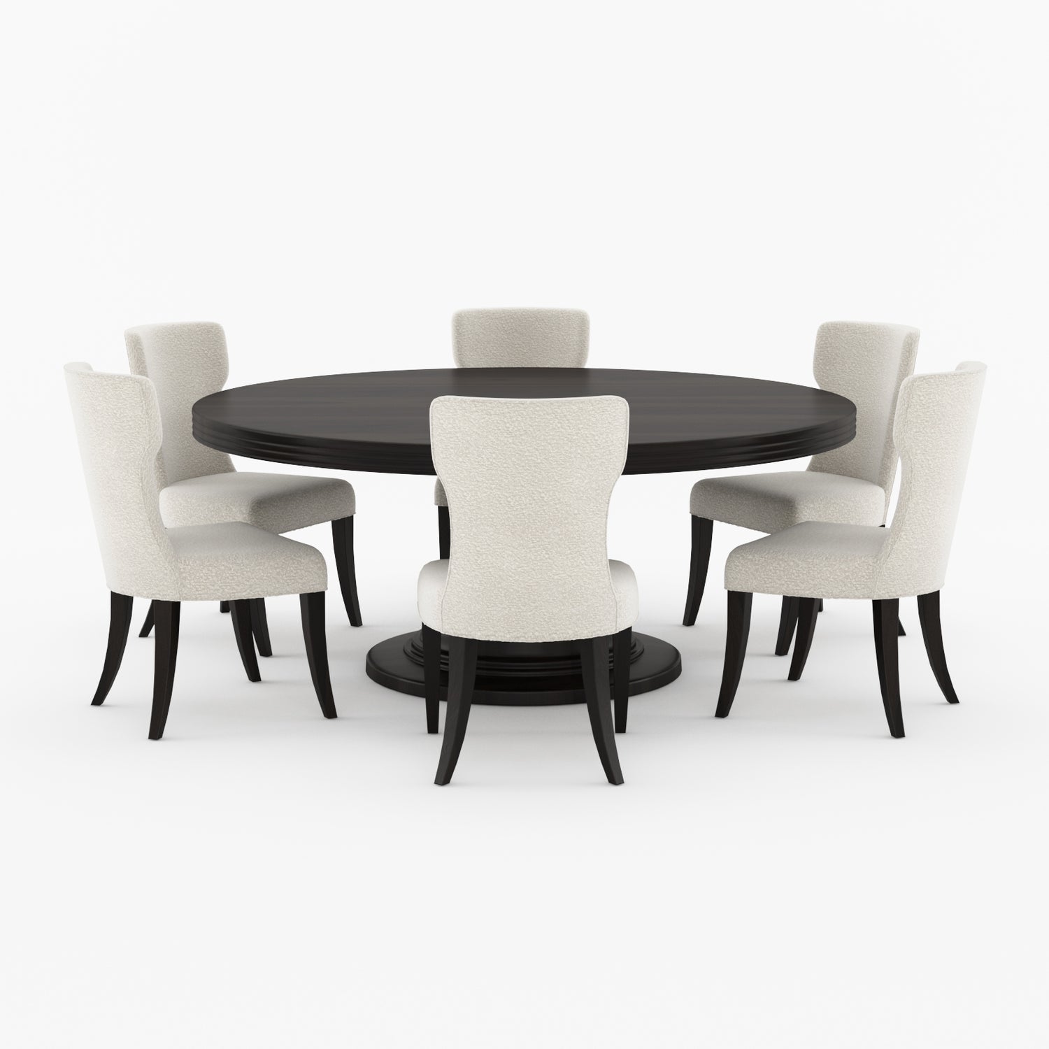 High Point Solid Wood Round Pedestal Dining Table &amp; Upholstered Chair Set