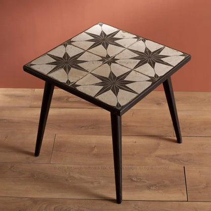 Nyack Handcrafted Tile Inlay Side Table – Artisanal Elegance for Your Space