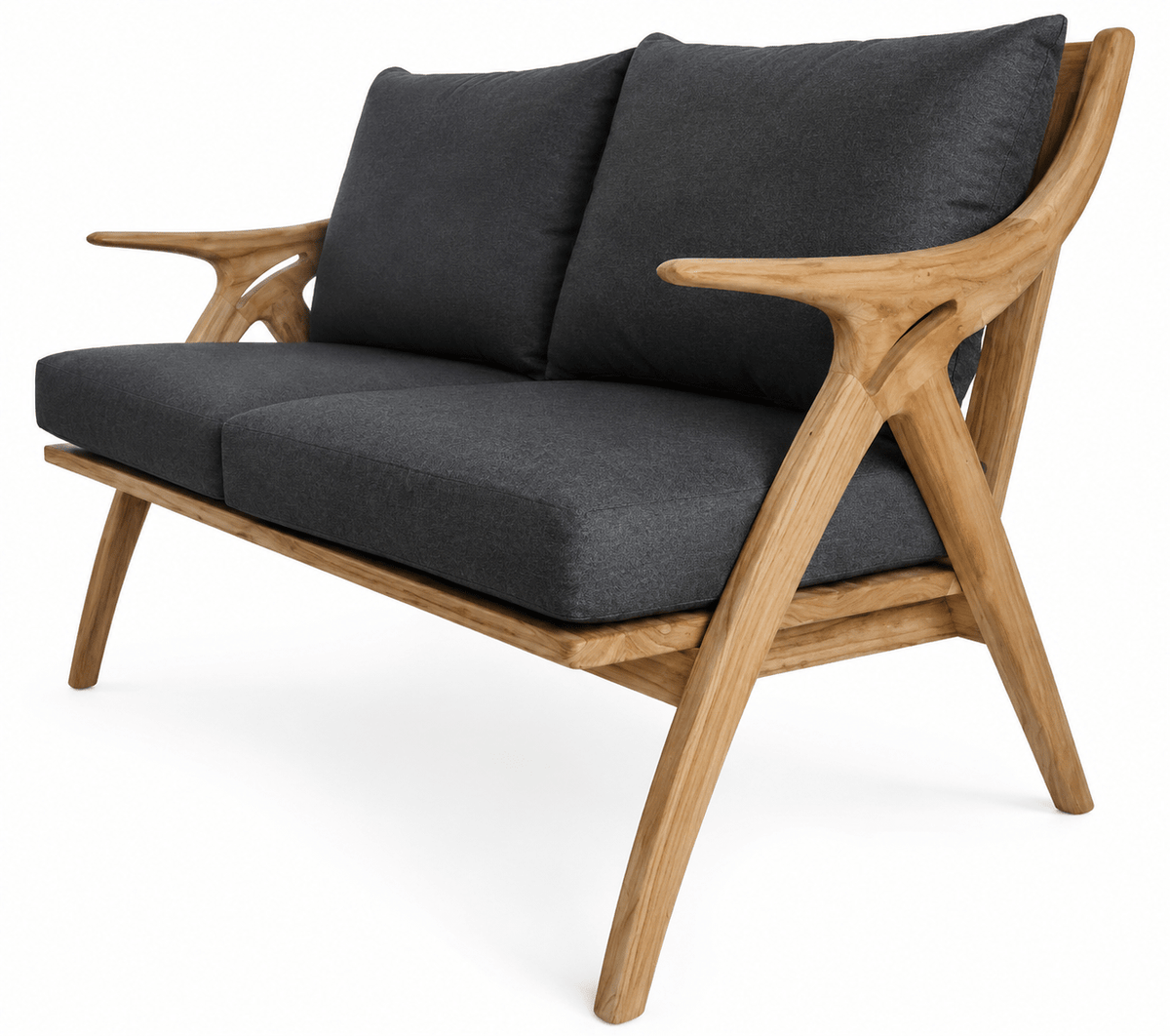 Calexico Solid Teak Wood Lounge Chair with Cushions | 1 Seater &amp; 2 Seater Options