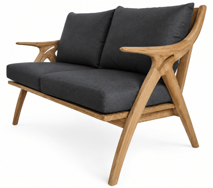 Calexico Solid Teak Wood Lounge Chair with Cushions | 1 Seater &amp; 2 Seater Options
