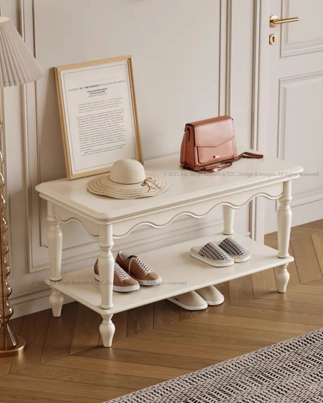 Athena Entryway Two Tier Storage Bench with Seating