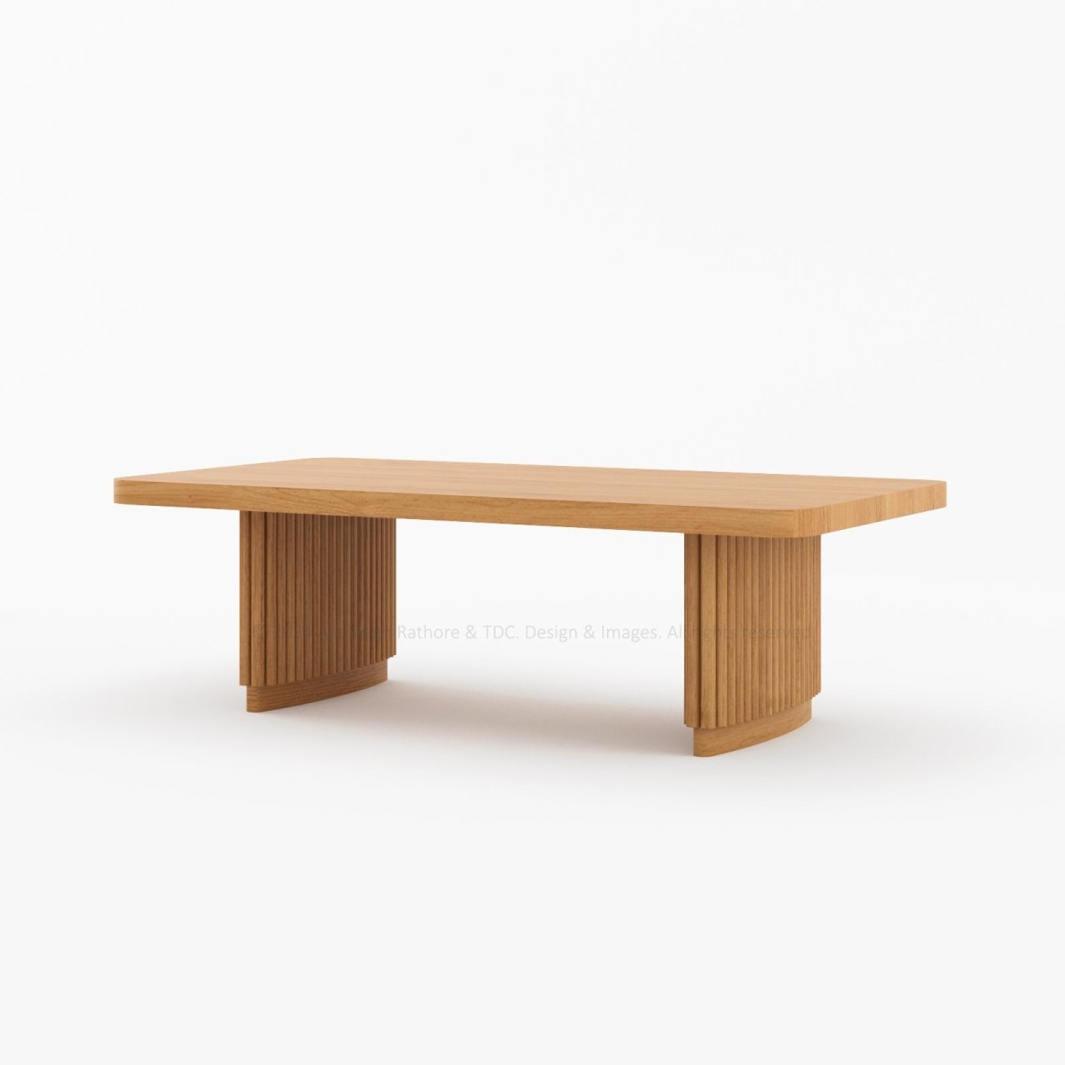 Cullman Teak Wood Rectangular Coffee Table with Fluted Legs