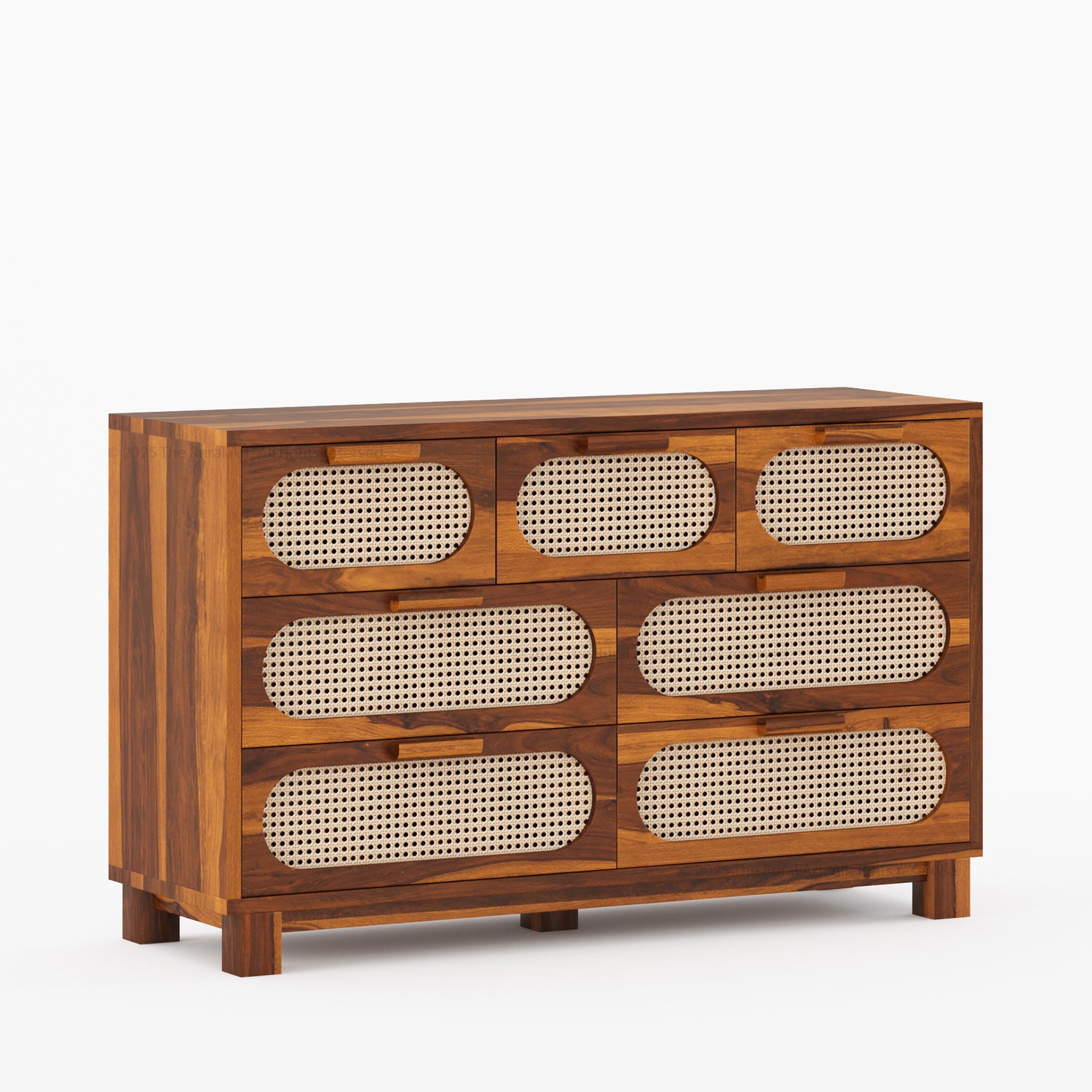 Davis Solid Wood Dresser with Woven Cane Details