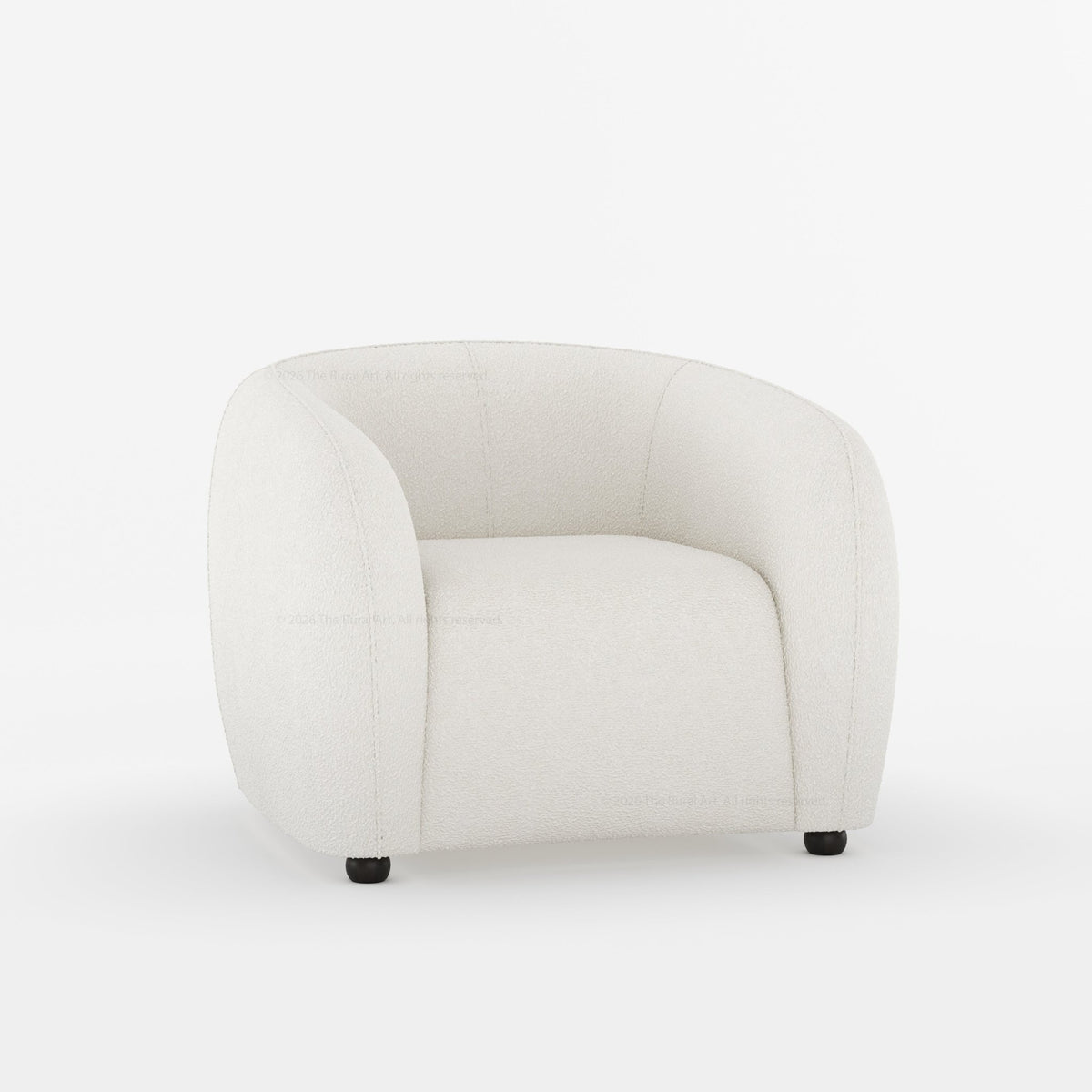 Jonesboro Modern Solid Wood Sofa with Boucle Upholstery and Curved Backrest