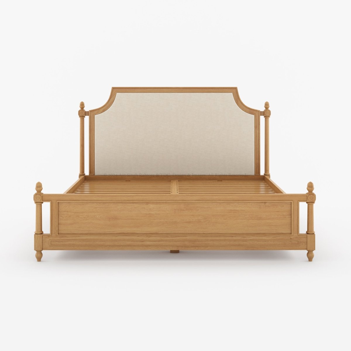 Savannah Teak Wood Bed with High Upholstered Headboard