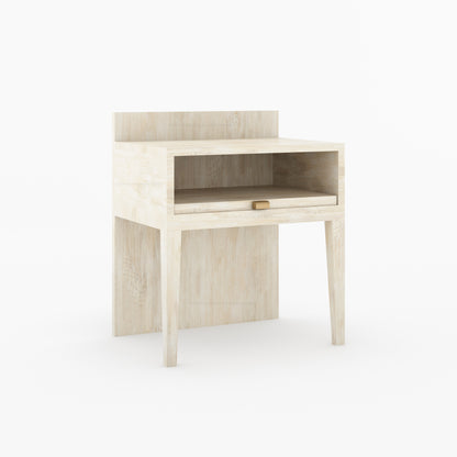 Troy Noir Solid Wood  Nightstand with Tapered Legs &amp; Raised Back Panel