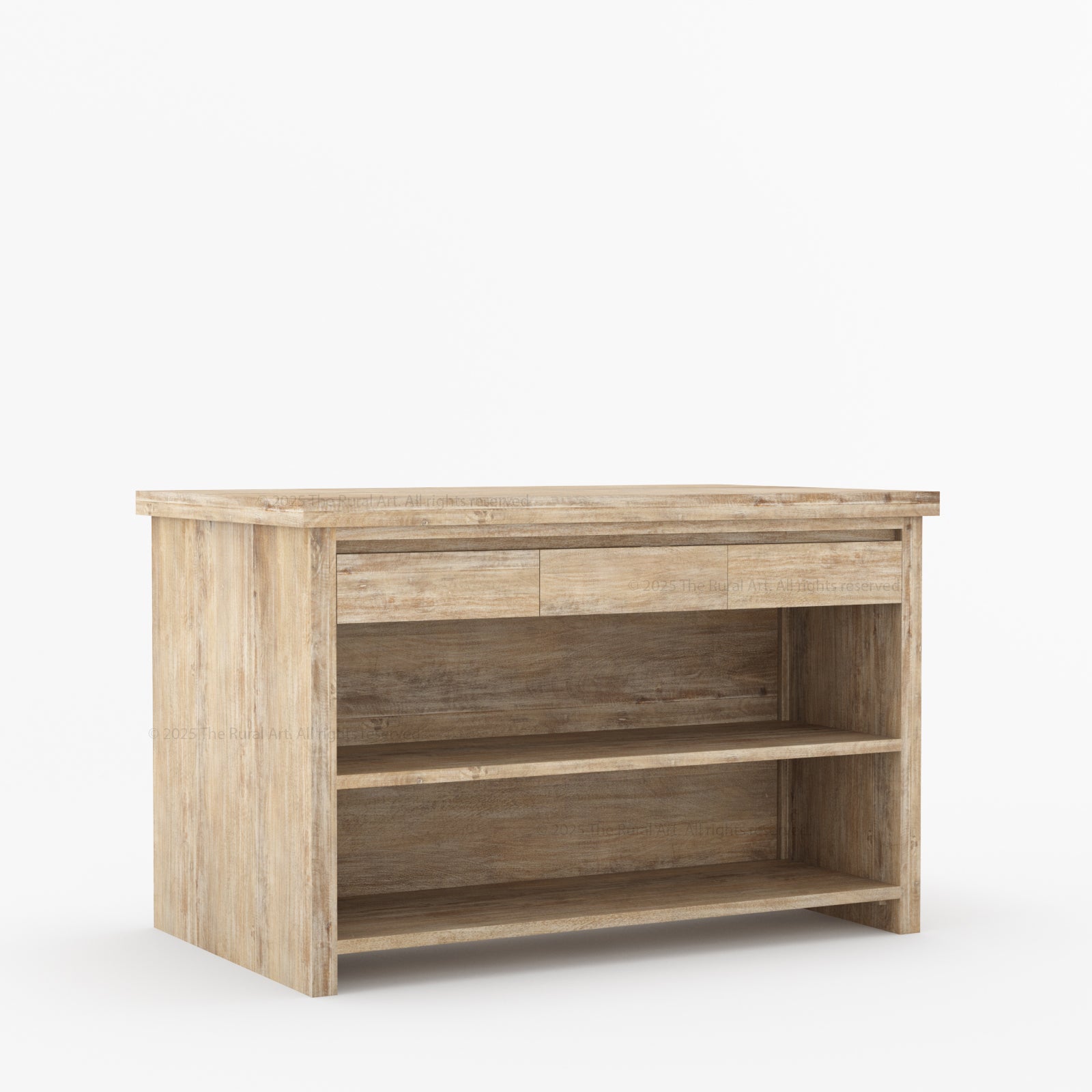 Dothan Solid Wood Kitchen Island with Quartz Top &amp; Seating