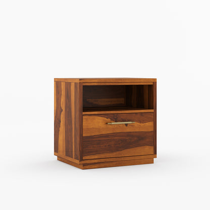 Hartsville Modern Solid Wood Nightstand with Drawer and Open Shelf