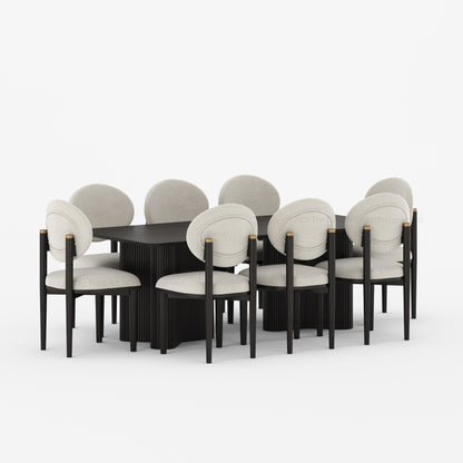Valdez Fluted Dining Table &amp; Upholstered Chair Set