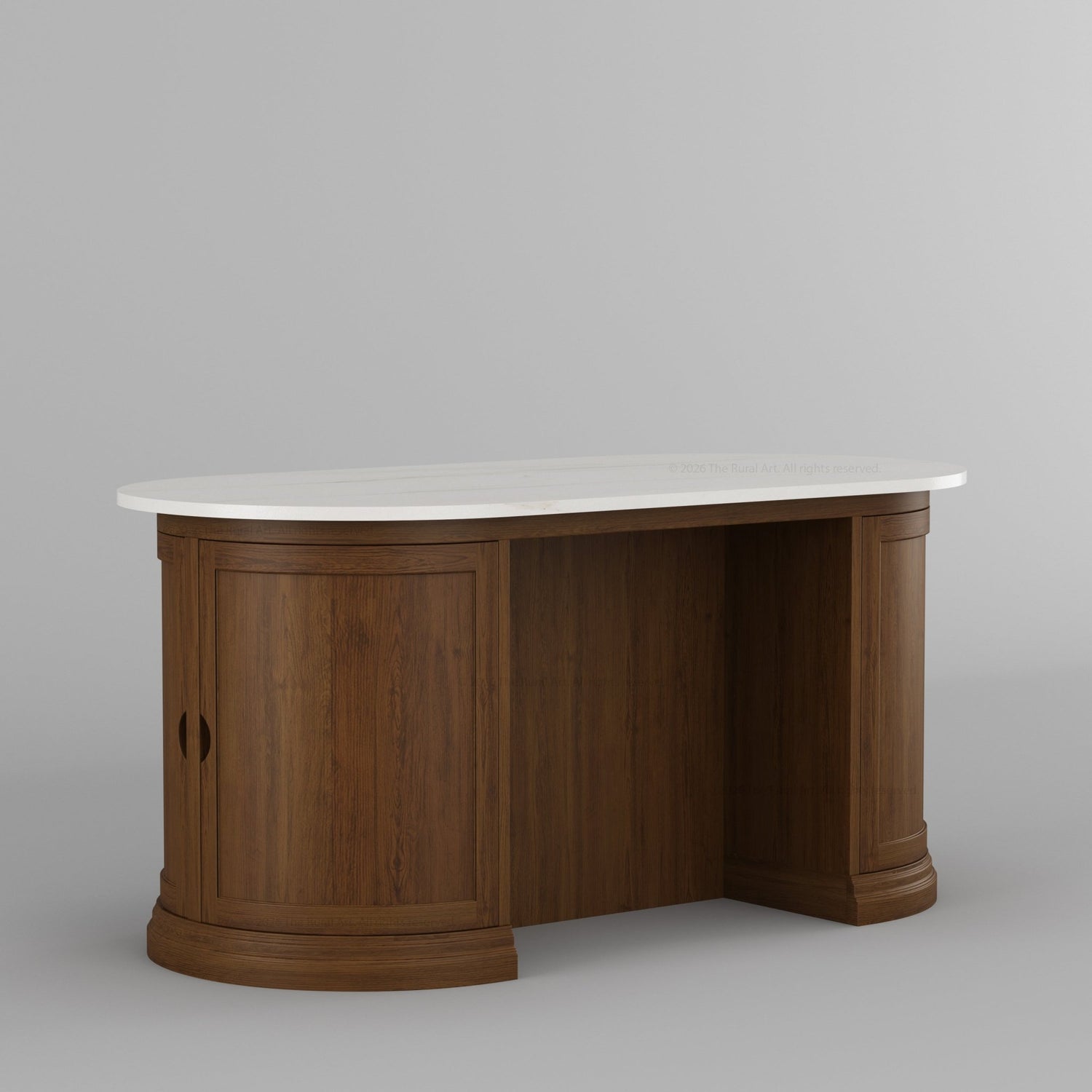 Harrison Solid Wood Oval Kitchen Island with Storage &amp; Optional Seating