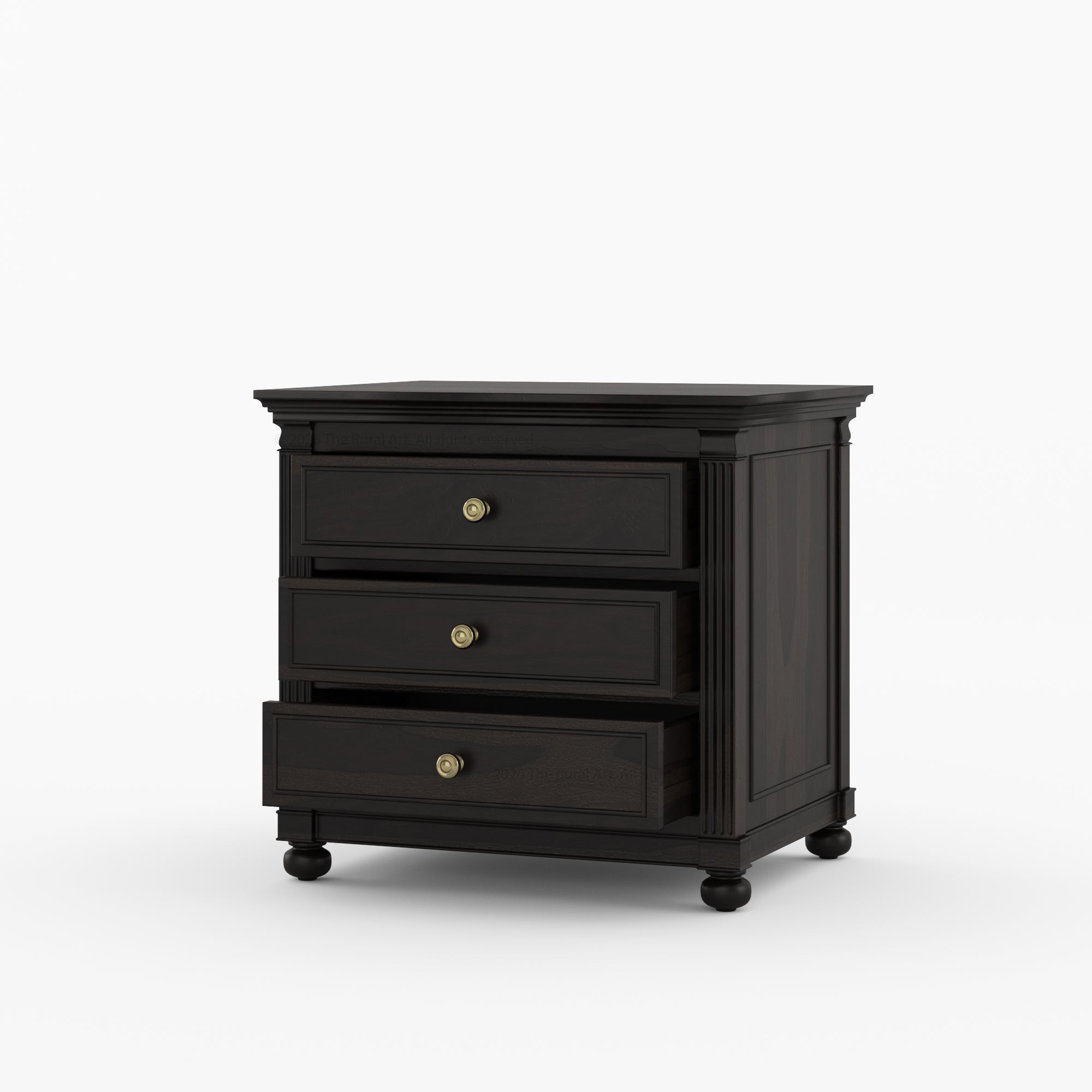 Kingman Grand Solid Wood Canopy Bed and Nightstand Set with Fluted Columns