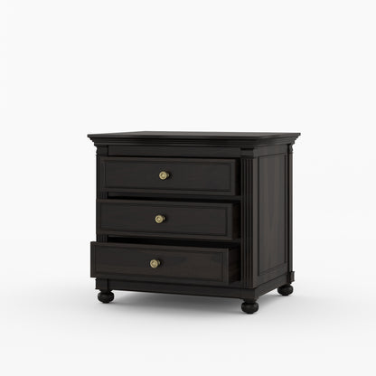 Kingman Grand Solid Wood Canopy Bed and Nightstand Set with Fluted Columns