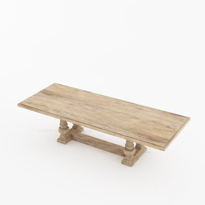 San Pedro Solid Wood Double Pedestal Dining Table – Rustic Grandeur Reimagined