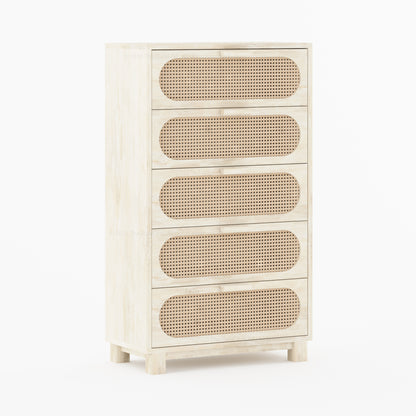 Davis Solid Wood Dresser with Woven Cane Details