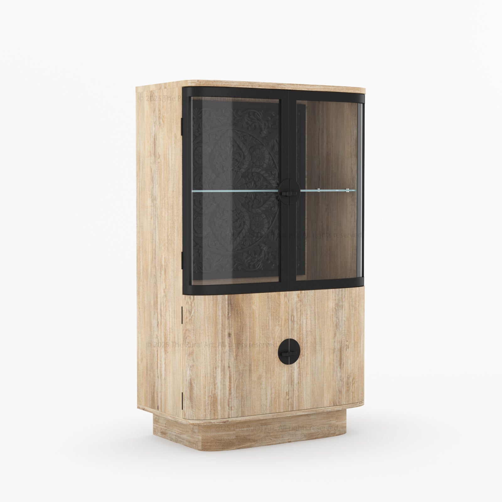 Woodinville Carved Bar Cabinet with Display Rack