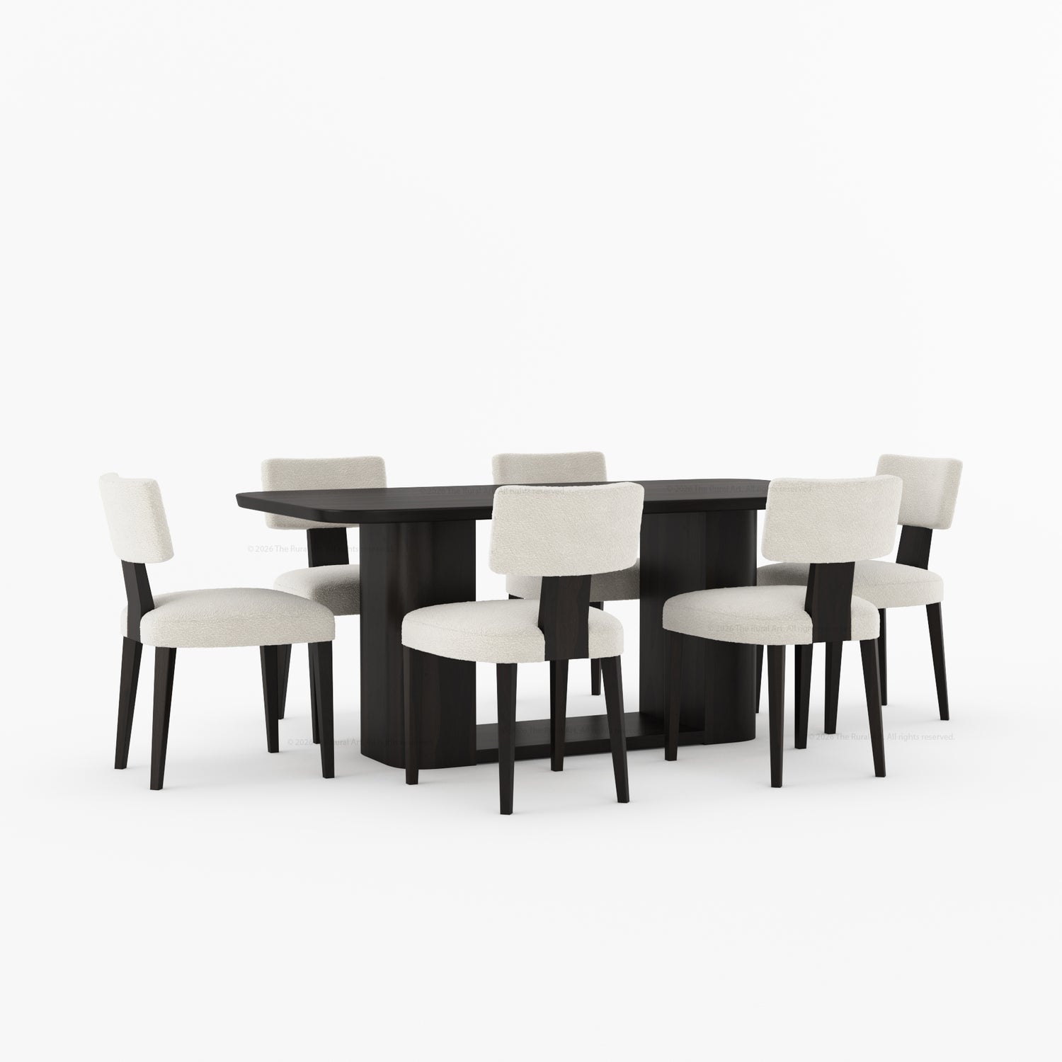 Selma Modern Solid Wood Dining Table Set with Boucle Upholstered Chairs