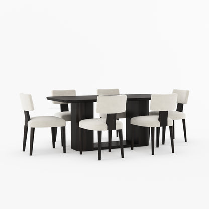 Selma Modern Solid Wood Dining Table Set with Boucle Upholstered Chairs