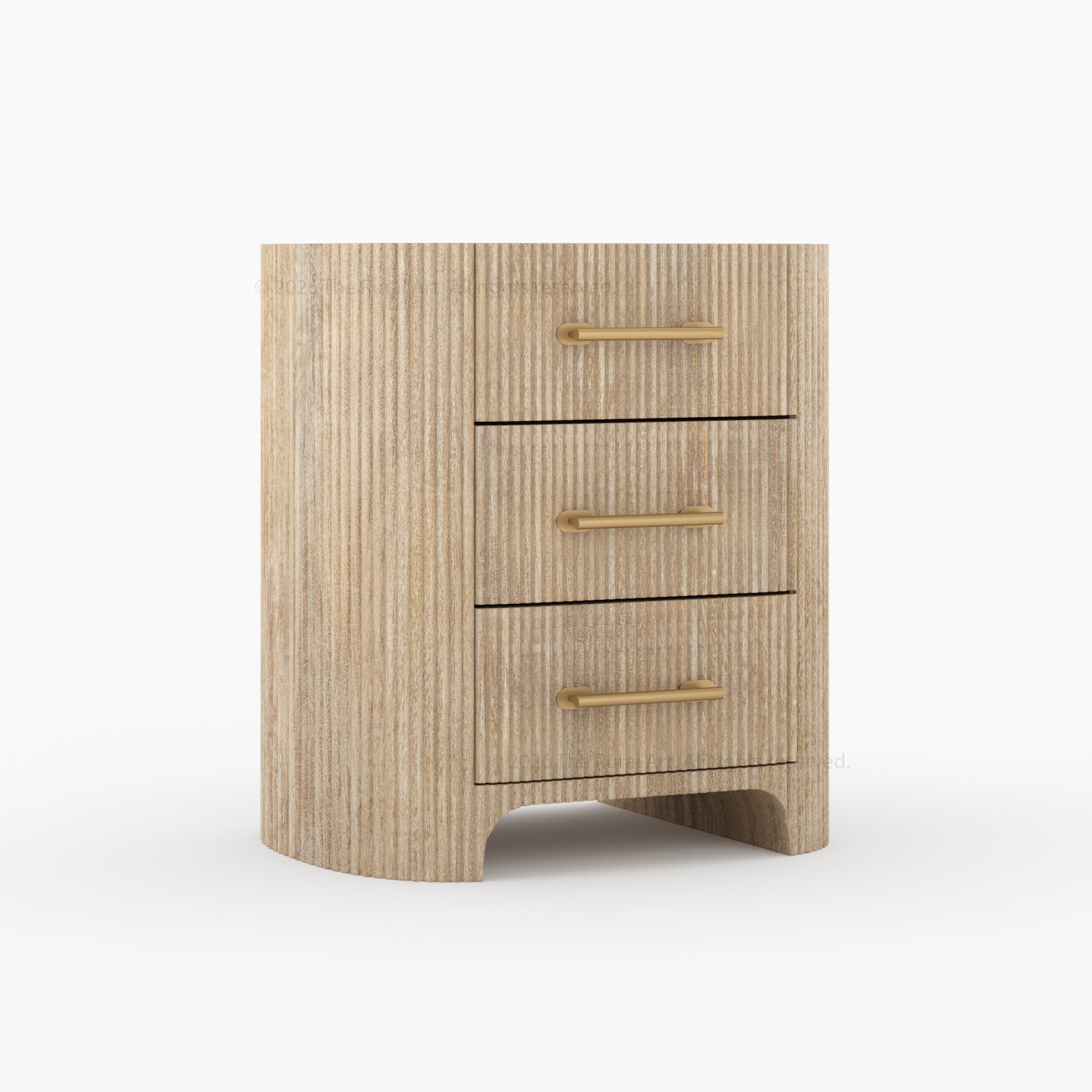 Bartow Fluted Solid Wood Nightstand with 3 Drawers