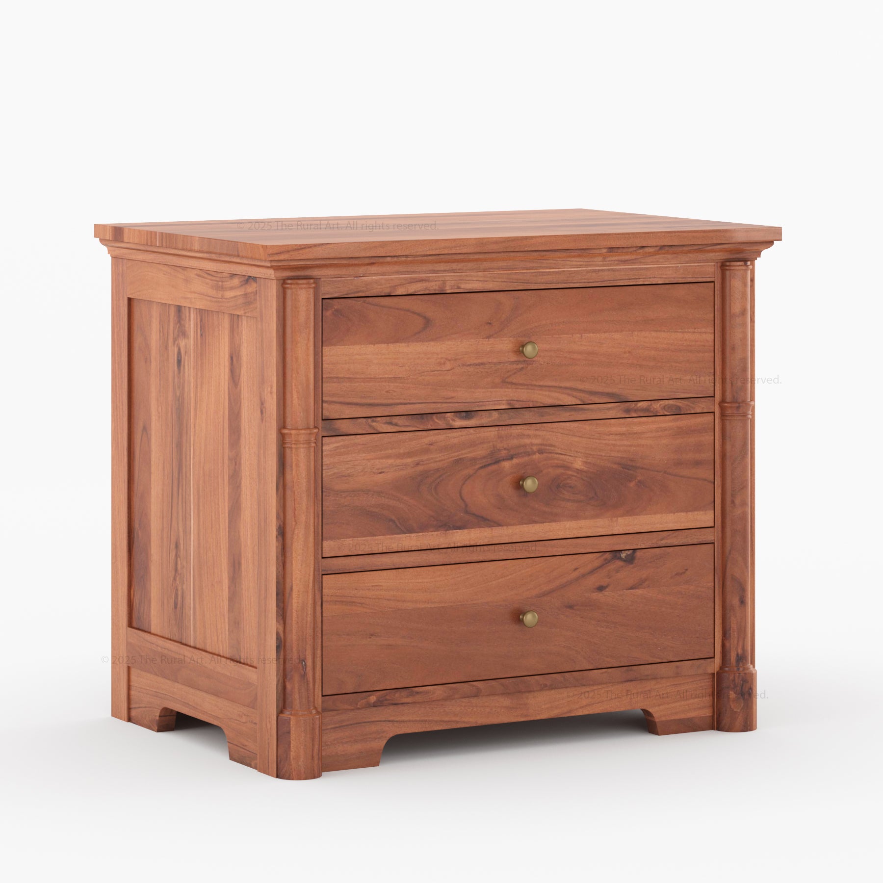 Abilene Solid Wood Three-Drawer Nightstand