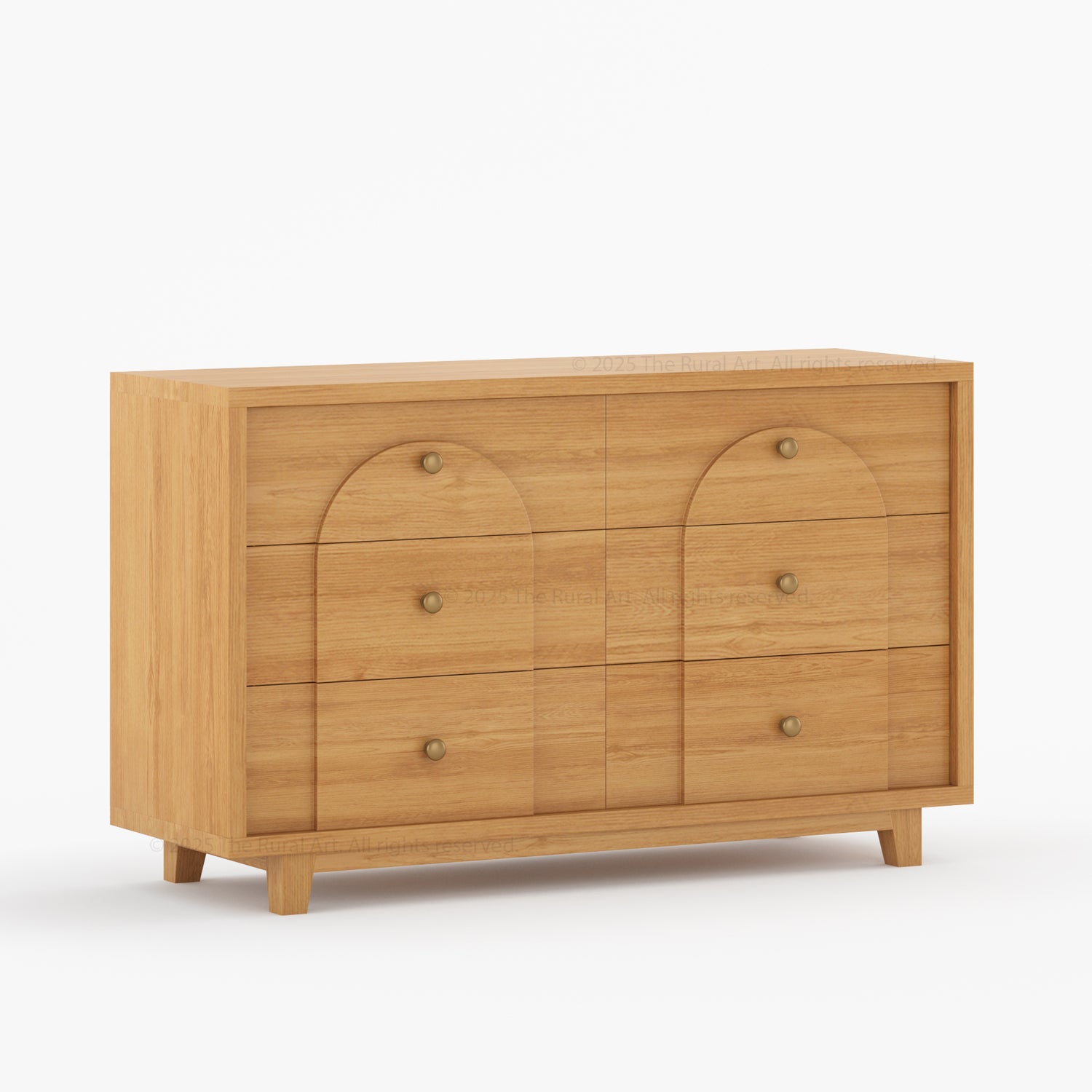 Livingston Solid Wood Dresser with Arched Front &amp; Brass Knobs